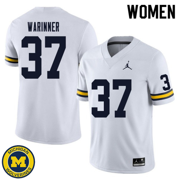 Women's Michigan Wolverines #37 Edward Warinner White Football Jersey